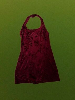 90s Velvet Floral Halter Mini Dress All that Jazz